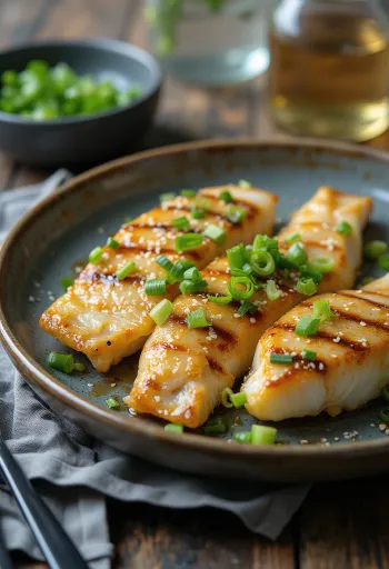 Shioyaki sügér grillezve, friss korianderrel és lime-mal tálalva