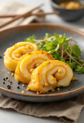 Tamagoyaki csicseriborsóval, omlett gazdag csicseriborsós töltelékkel