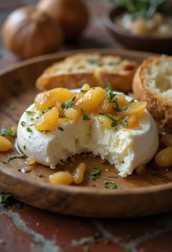 Burrata sült fokhagymával, rozmaringgal tálalva