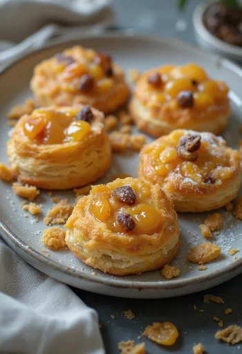 Eccles cake sárgabarackkal, ropogós leveles tésztában, frissen sült