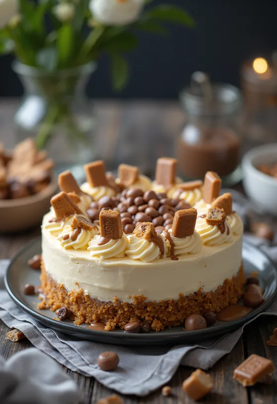 Kinder Bueno torta tálalva