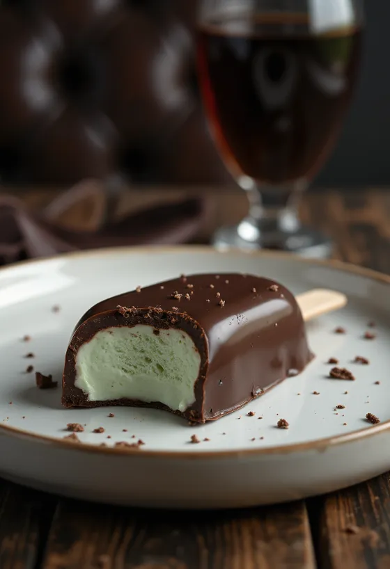 Magnum Mint fagylalt csokoládé bevonattal tálalva