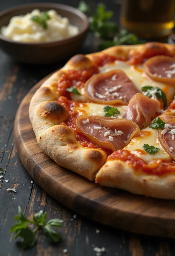 Pizza con Pancetta szalonnával és sajttal