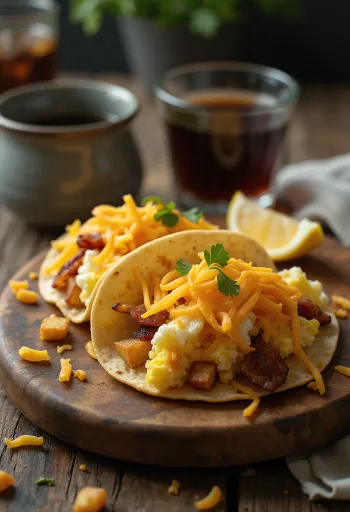 Reggeli taco tojással, baconnel, burgonyával kukoricatortillában