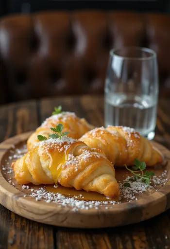 Friss, meleg sopaipilla tálalva mézzel
