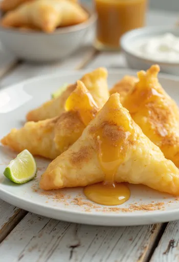 Sopaipilla új-mexikói mézzel tálalva lime-lével