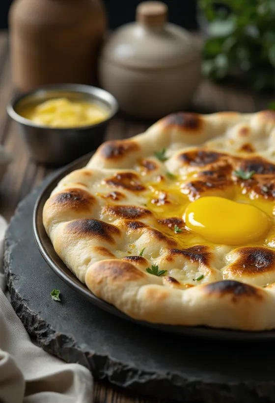 Vajas naan kenyér tálalva