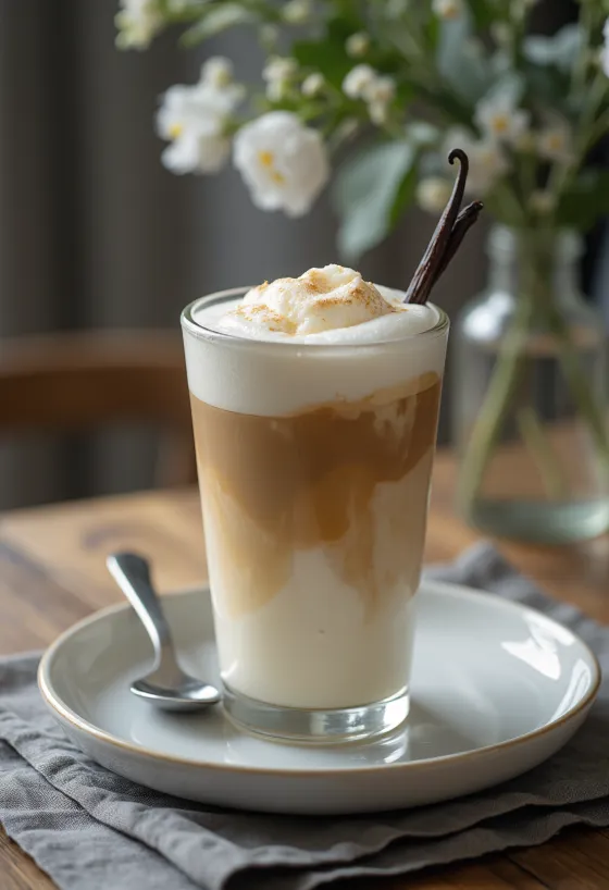 Vaníliás latte frissen tálalva
