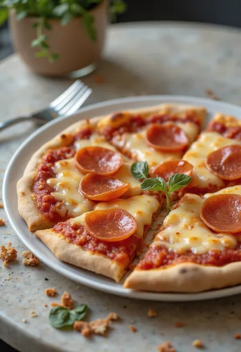 Vegán pepperoni pizza növényi alapú sajttal és kolbásszal