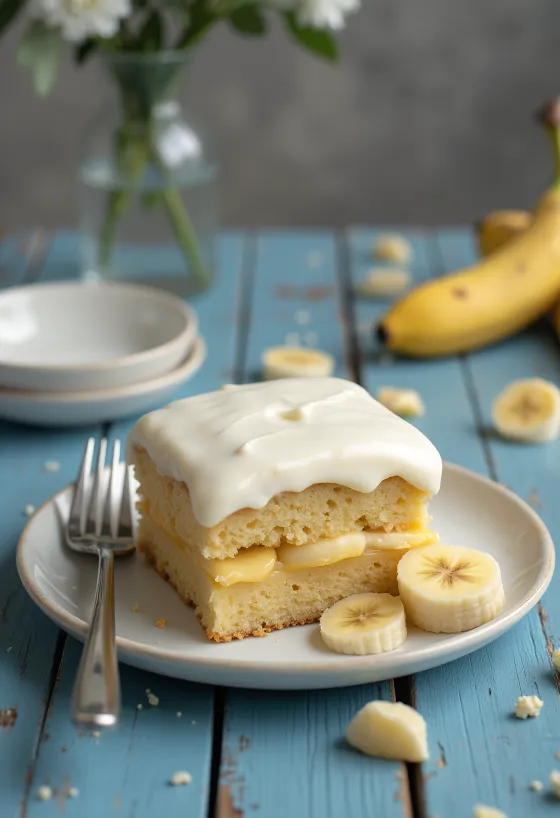 Banános túrókrém torta elegáns tálalásban