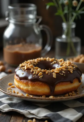 Buckeye Doughnut tálalva csokoládémázzal