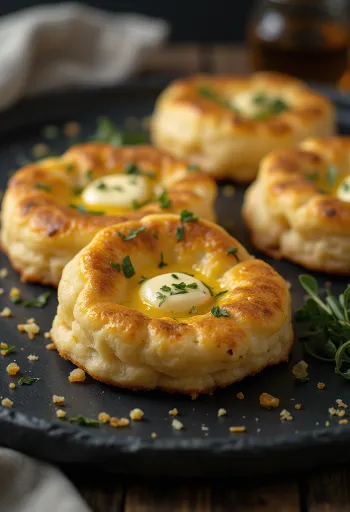 Crumpet fokhagymával aranybarna, puha sütemények