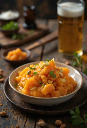 Gajar ka halwa tejjel, friss sárgarépával, tejszerű szószban, frissen tálalva