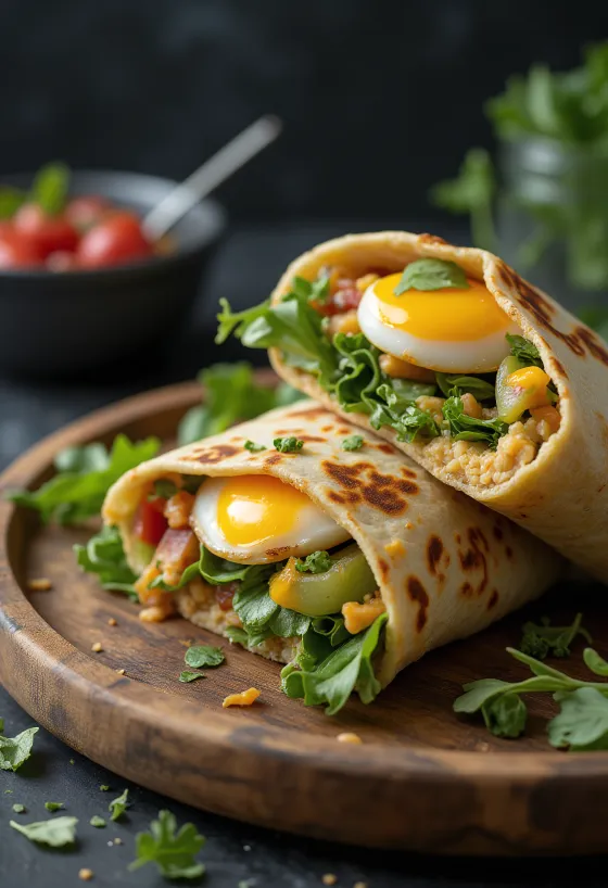 Grillezett padlizsán wrap friss zöldségekkel és hummusszal