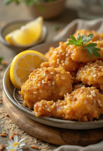 Karaage fokhagymás marináddal, ropogós csirke falatok szezámmal megszórva