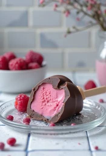 Magnum Raspberry fagylalt csokoládé bevonattal tálalva