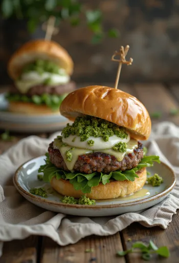 Olasz hamburger pestóval és mozzarellával