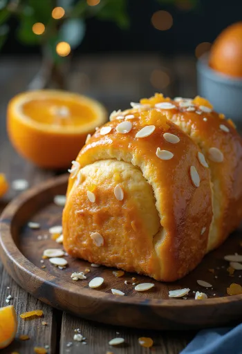 Panettone narancshéjjal, mandulával díszítve