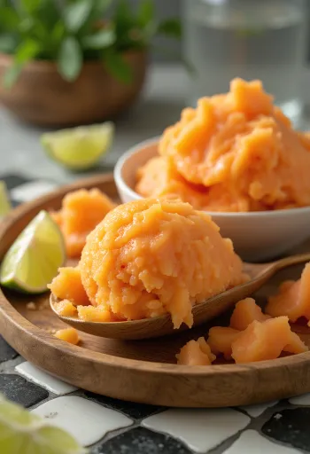 Papaya sorbet házi készítésű frissítő desszert