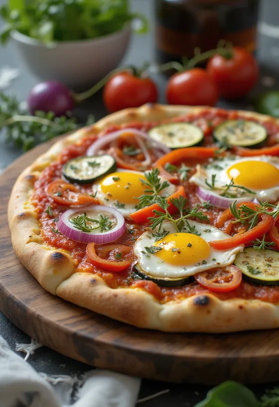 Pizza del Contadino sült zöldségekkel és mozzarella sajttal