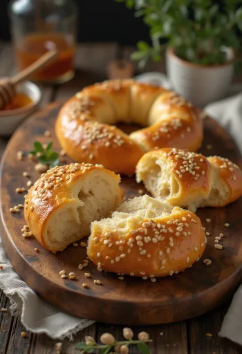 Simit túróval, friss, ropogós túrós péksütemény szeletek