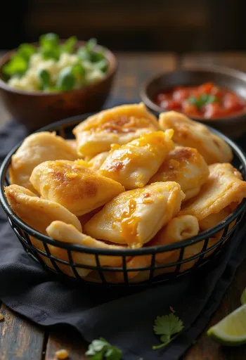Sopaipilla új-mexikói sajttal tejföllel tálalva