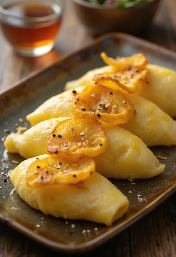Tamagoyaki fokhagymával, omlett gazdag fokhagymás töltelékkel