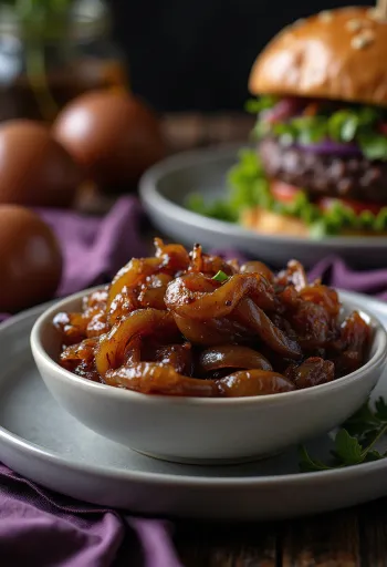 BBQ grillezett karamellizált hagyma tálalva