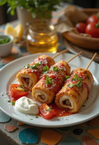 Beyti Kebab grillezett hússal és paradicsomszósszal