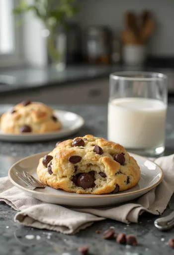 Csokidarabos protein scone tálalva