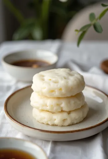 Idli rizzsel, frissen készítve, tálalva