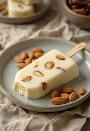 Magnum White Almond fagylalt fehér csokoládé bevonattal és manduladarabokkal tálalva