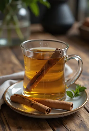 Mentás-fahéjas tea bögrében