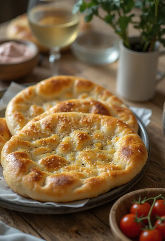 Frissen sült perzsa naan-e barbari kenyér