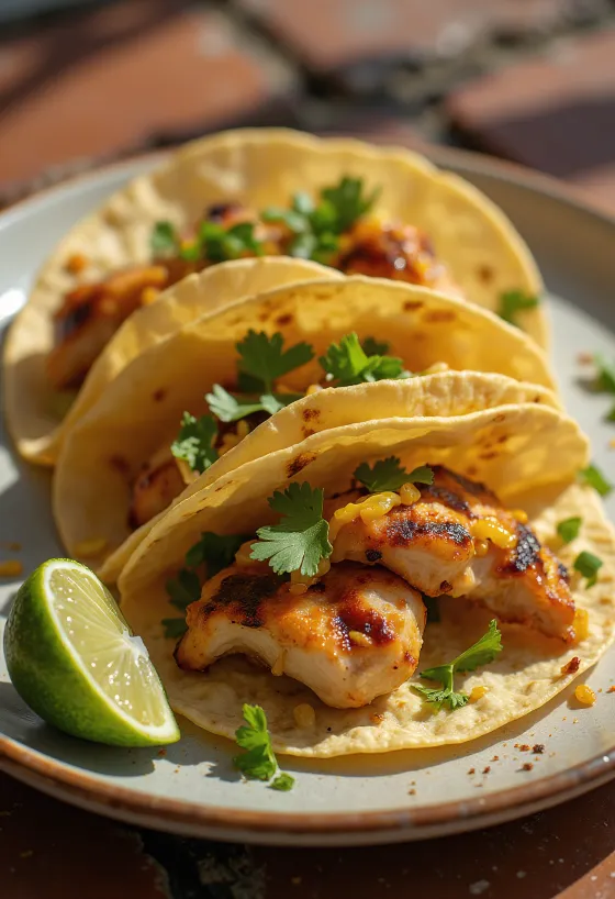 Pollo asado taco tálalva lime-mal és korianderrel