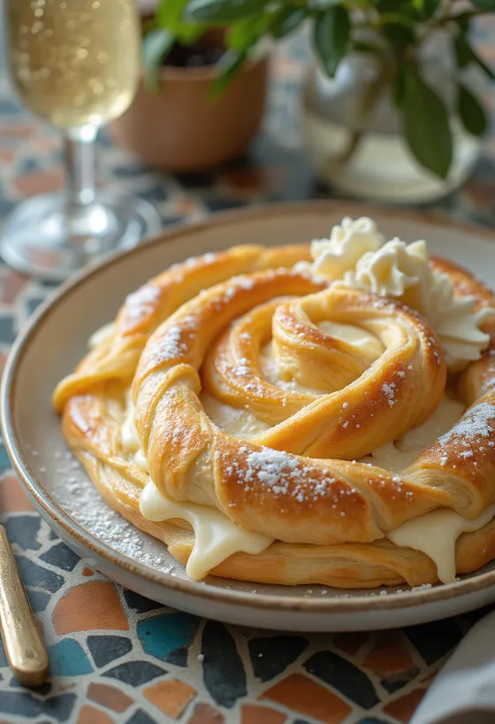 Proseccós burek tálalva
