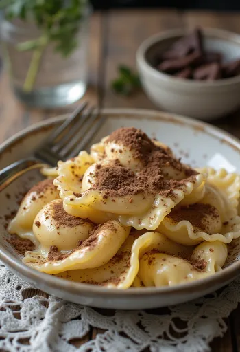 Tiramisu ravioli tálalva