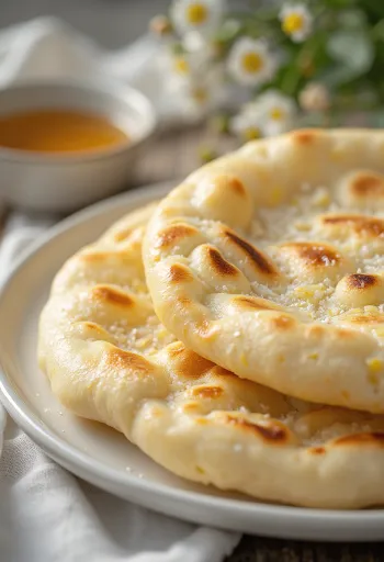 Vaníliás naan kenyér tálalva