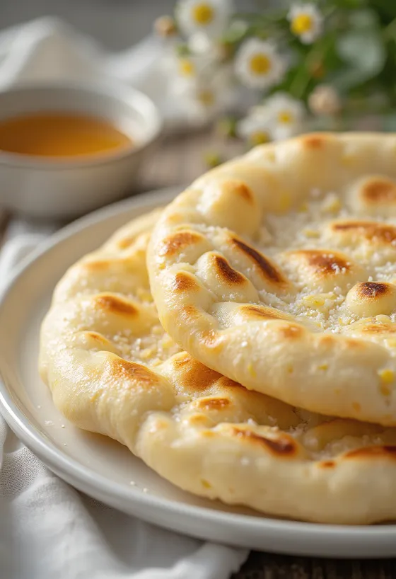 Vaníliás naan kenyér tálalva
