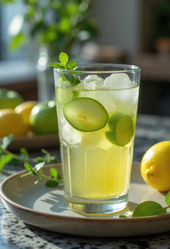 Zöldalmás jeges cider frissen tálalva