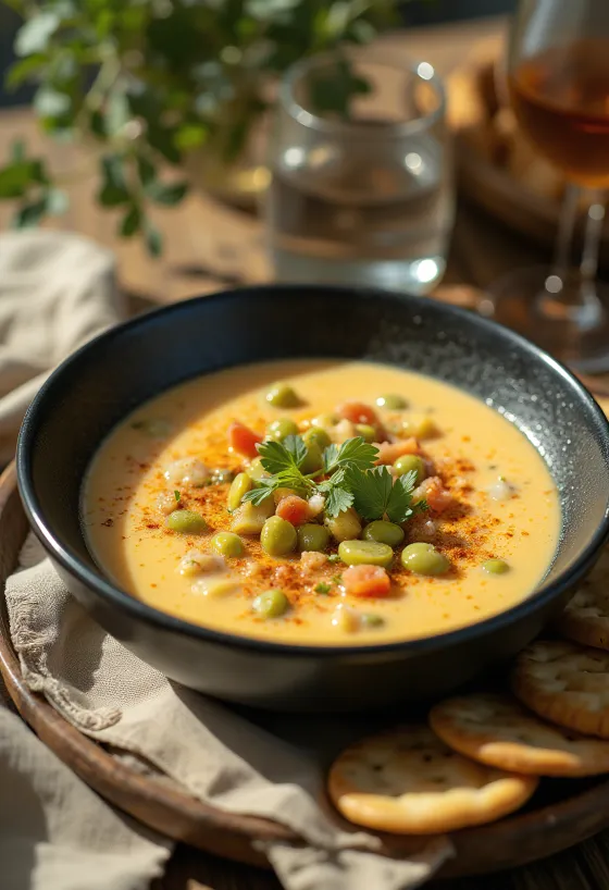 Chowder fűszeresen, gazdag tejszínes leves