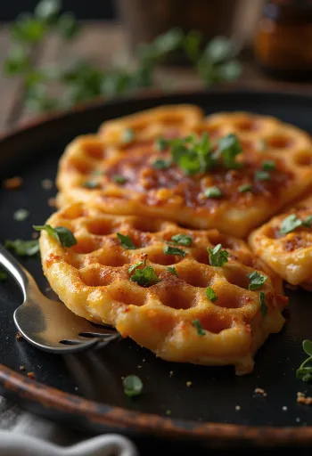 Crumpet füstölt paprikával tálalva, frissen sütve, aranybarna külsejével