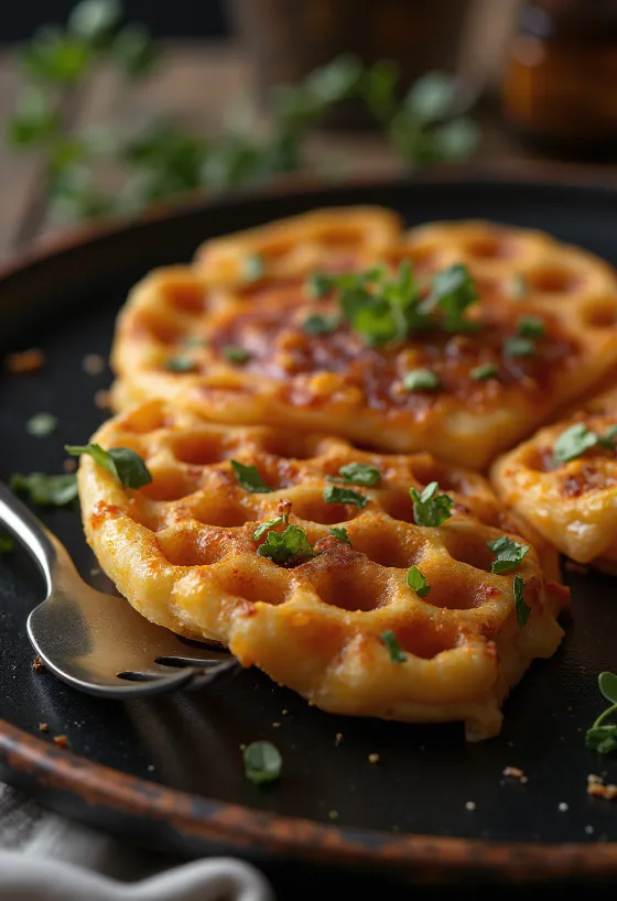 Crumpet füstölt paprikával tálalva, frissen sütve, aranybarna külsejével