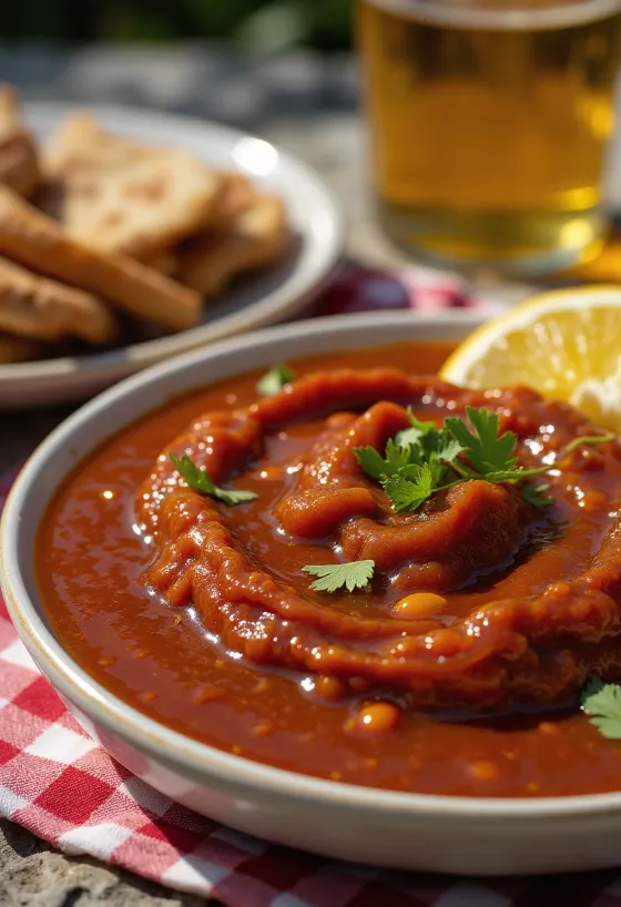 Currys tequilás chili barbecue szósz tálalva