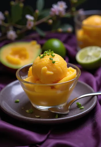 Mango Sorbet tálalva