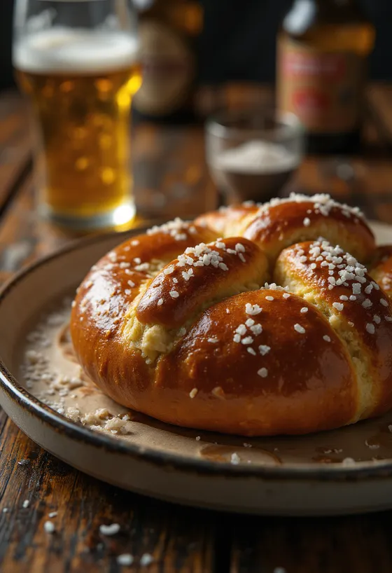 Frissen sült pretzel buci