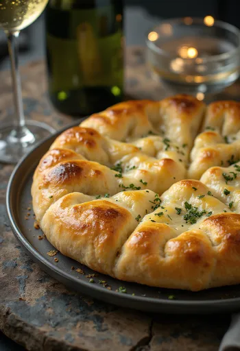 Proseccós és parmezános focaccia tálalva
