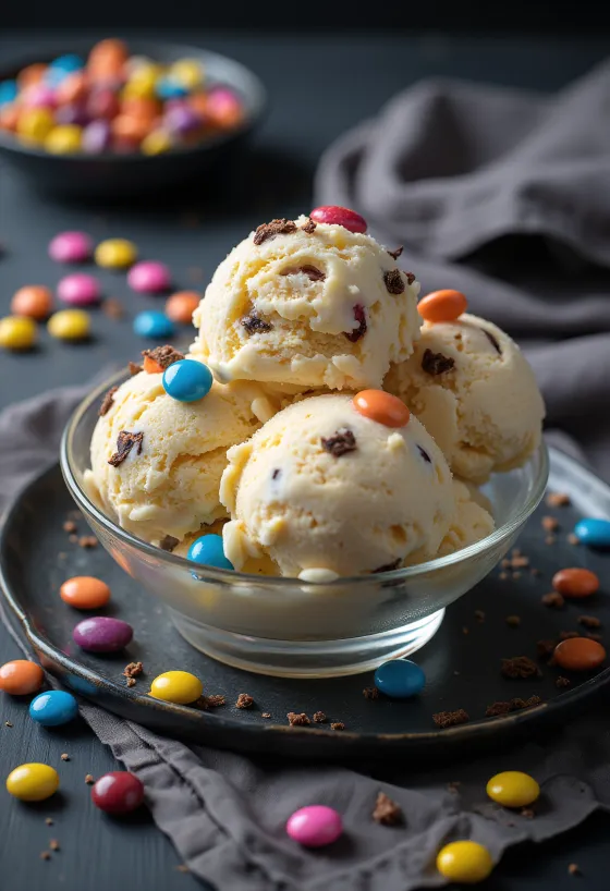 Smarties Ice Cream fagylalt tálalva