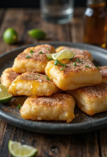 Sopaipilla új-mexikói édesen tálalva lime-lével