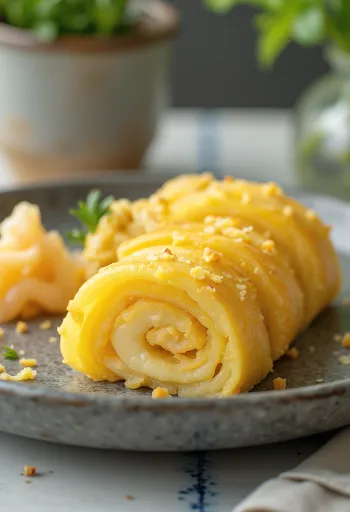 Tamagoyaki gyömbérrel, omlett gazdag gyömbéres töltelékkel
